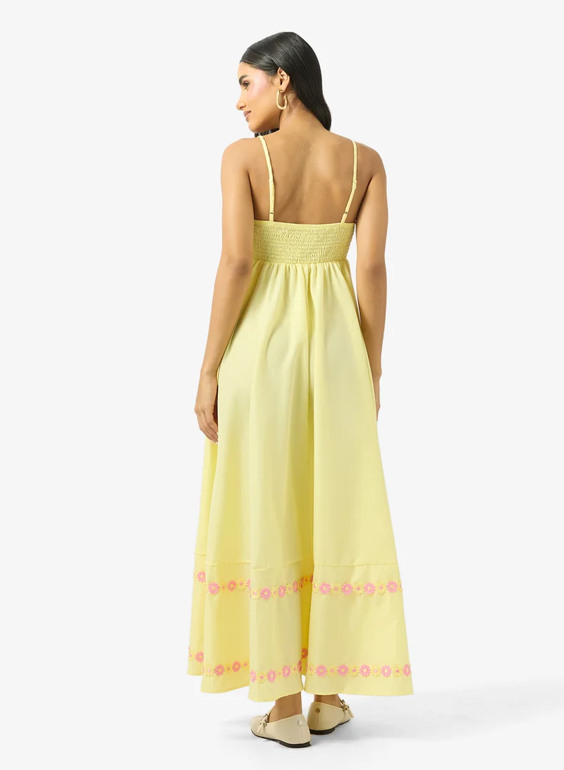 Ginger Strappy Embroidered A Line Sun Dress